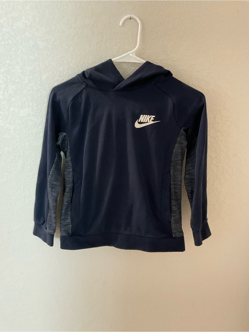 Nike Kids Navy Hooded Pullover with Heathered Side Panels